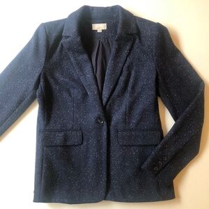 Dark Navy Blue with Flecks Blazer by LOFT in Size 6